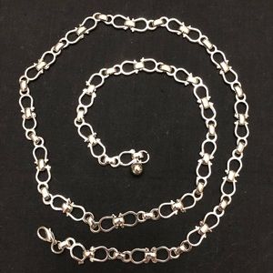 Silver tone horse bit chain belt